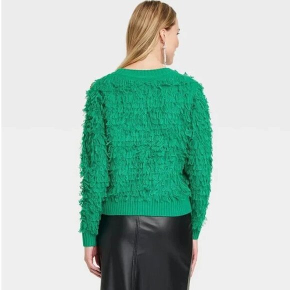 33 Degrees Women's Small Green Loop Christmas Festive Graphic Cardigan Sweater - Picture 3 of 12